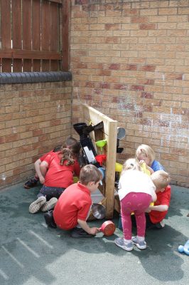 Preschool group playing